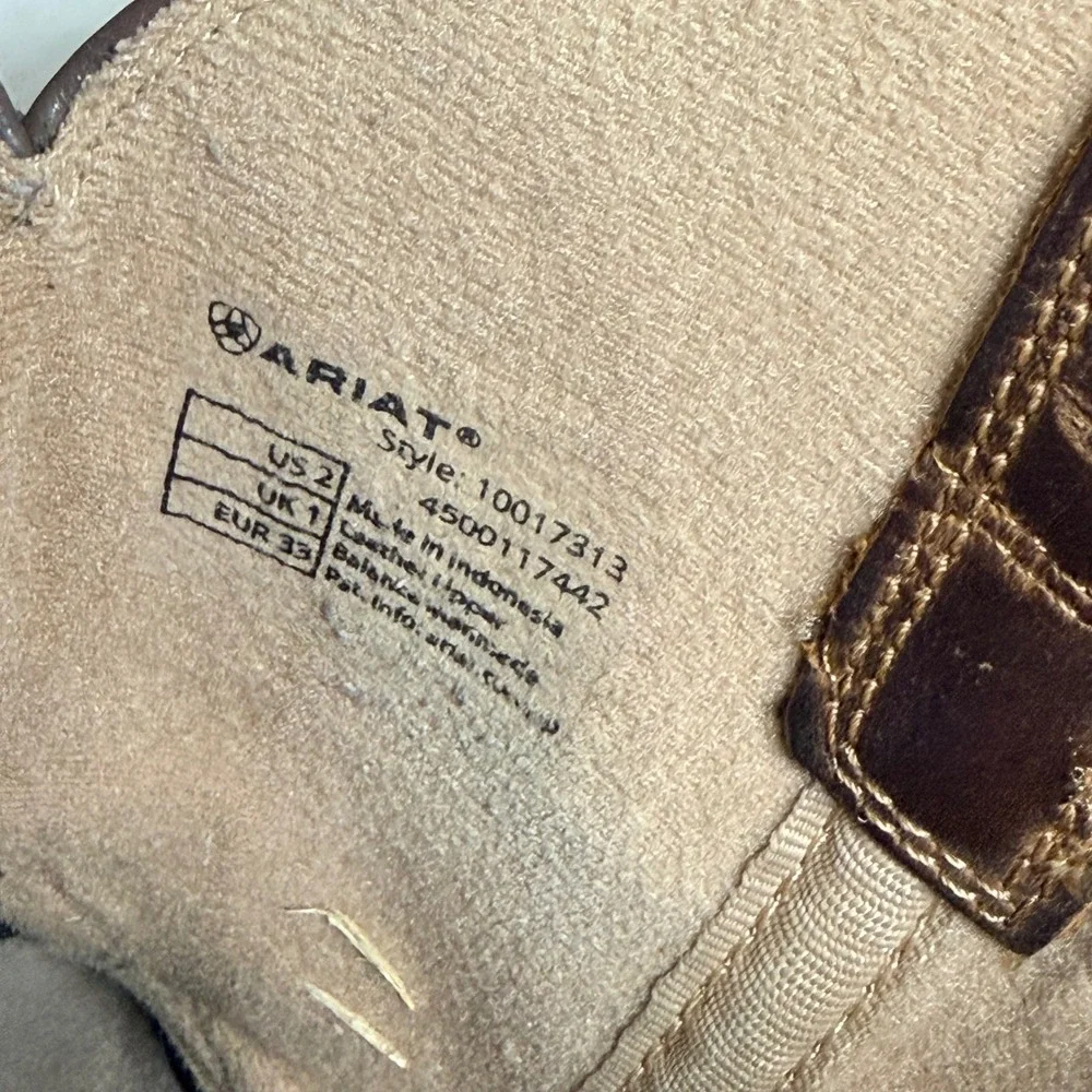 Ariat Cowboy Boots Western Brown Leather Kids Size 2